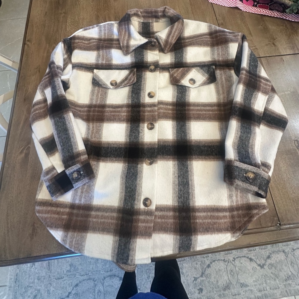 Plaid Wool-Blend Shirt Jacket
